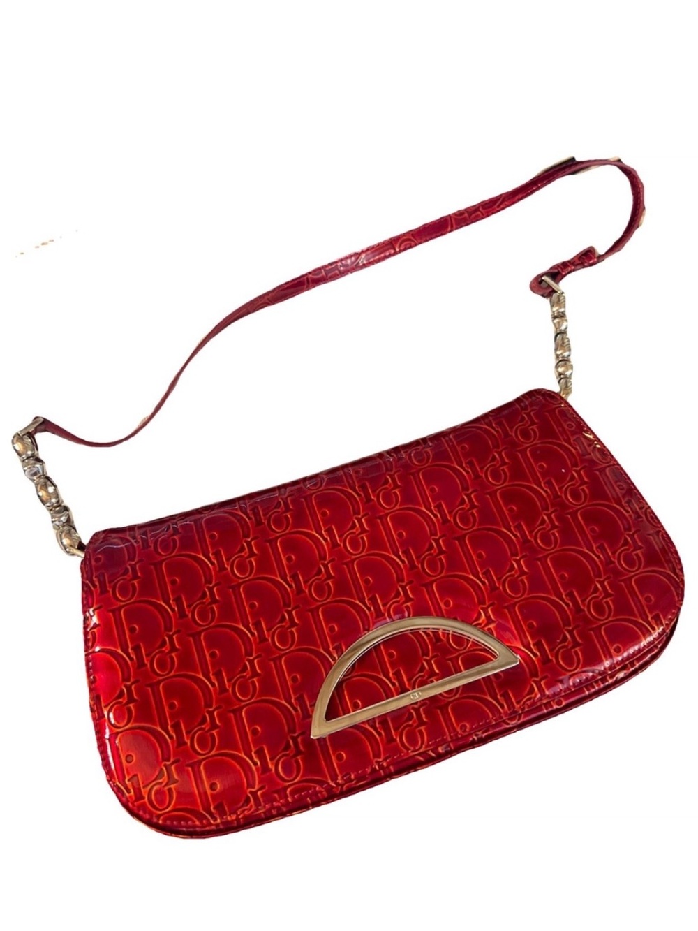 100% authentic CHRISTIAN DIOR RED PATENT TROTTER MALICE Bag  BY John Galliano